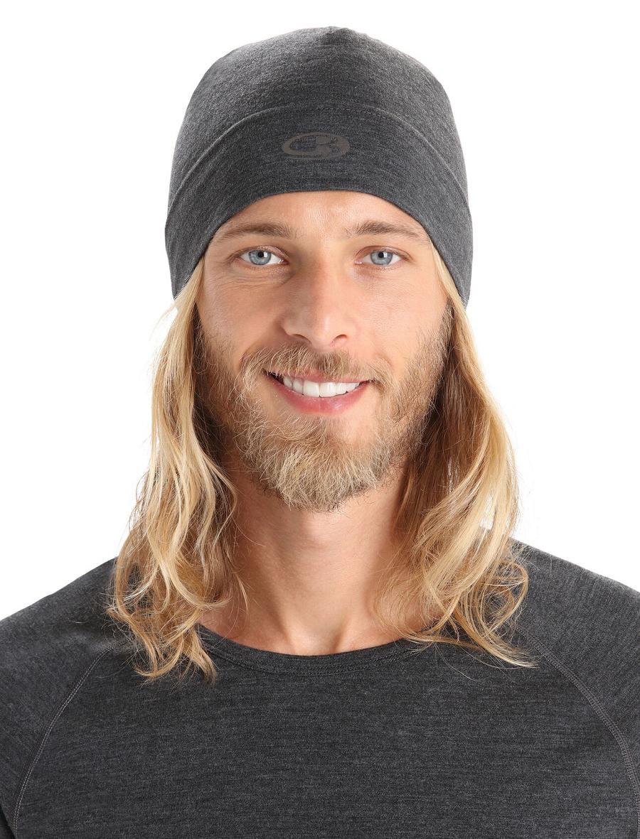 Icebreaker Unisex Merino Chase Beanie Férfi Kalap Fekete Szürke | HU 1098PJJQ